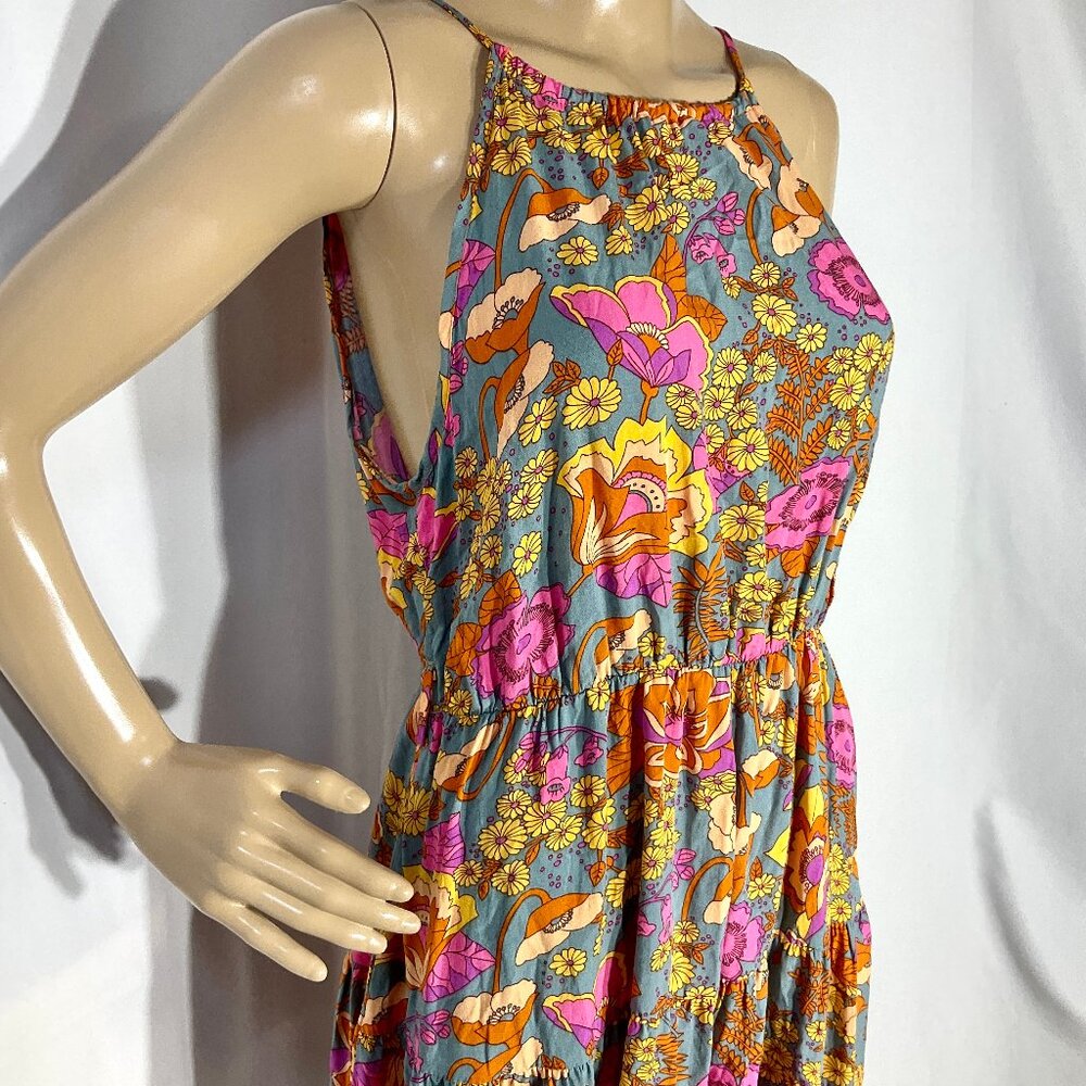SHEIN Size L Knee Length Floral Halter Dress Womens Halter Psychedelic Pink
